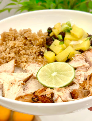 Jerk Chicken and Pineapple Black Bean Salsa Bowl