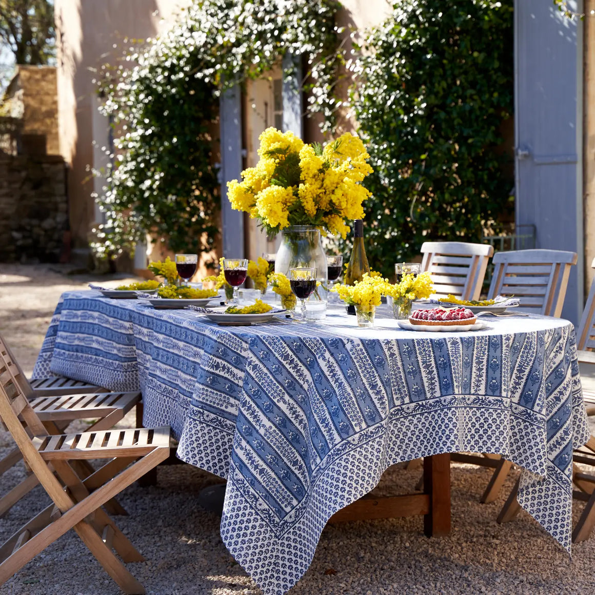 Provence Avignon Blue & Marine Table Cloth 59"x 59"