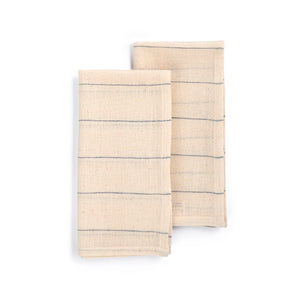 Believe-Handwoven Organic Cotton Ecru Napkin With Blue Stripe (Set of 2)