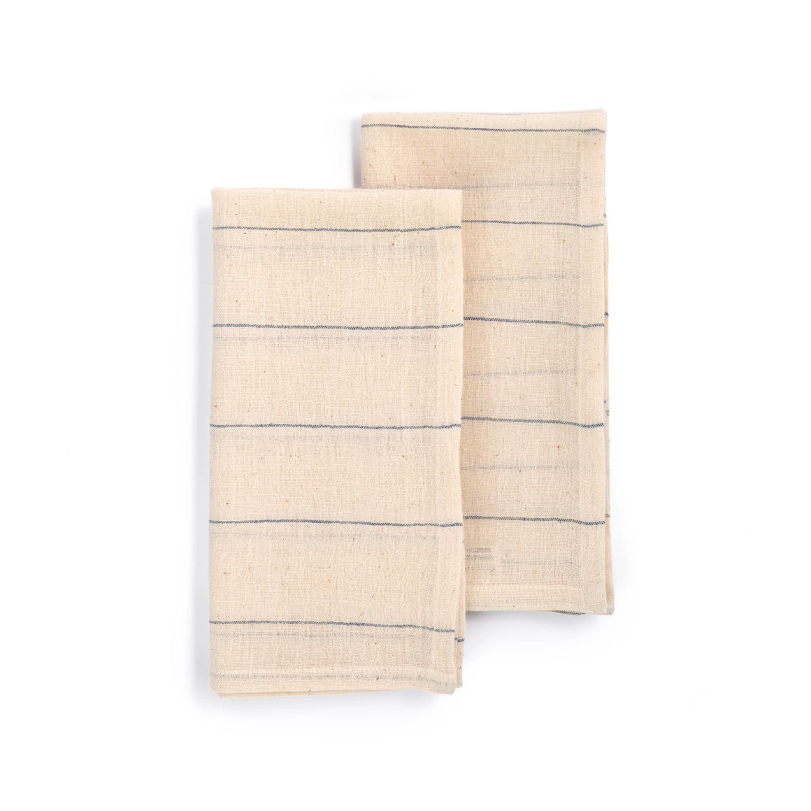 Believe-Handwoven Organic Cotton Ecru Napkin With Blue Stripe (Set of 2)
