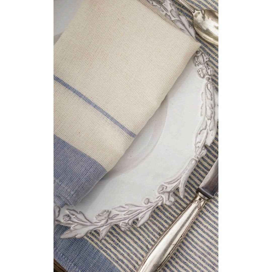 Linen and Cotton Napkins Bicolor Borders Stripes (Set of 4)
