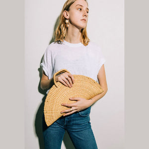 African Half Moon Small Straw Clutch