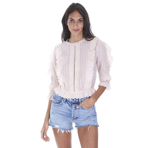 Blush Eyelet Ruffled Blouse