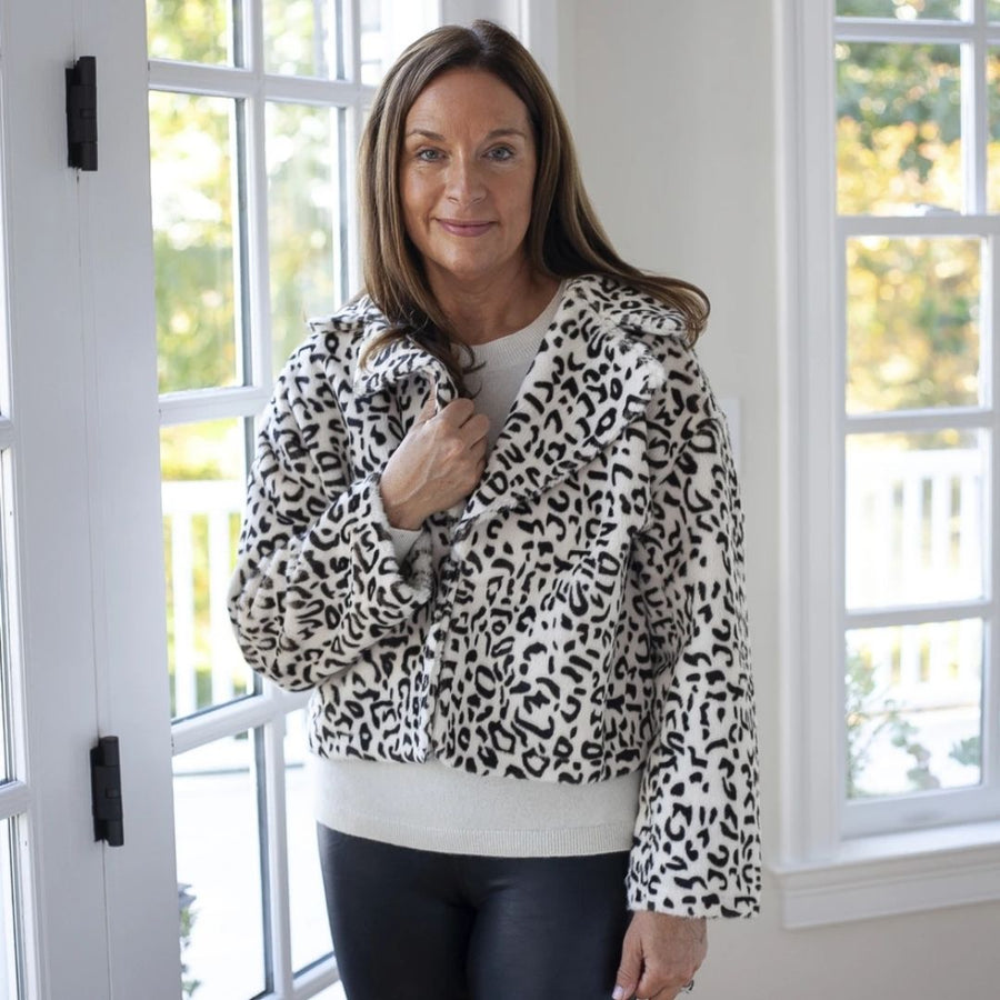 Cheetah Print Faux Fur Short Jacket