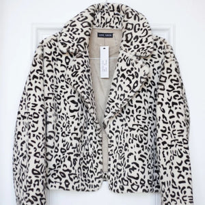 Cheetah Print Faux Fur Short Jacket