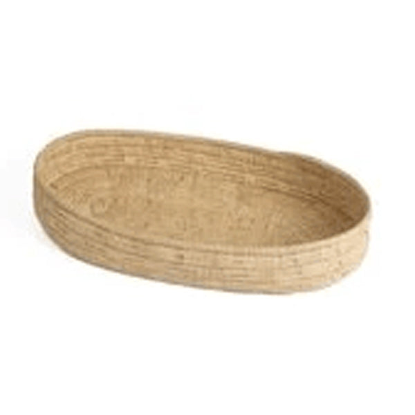 Natural Raffia Patterned Oval Tray