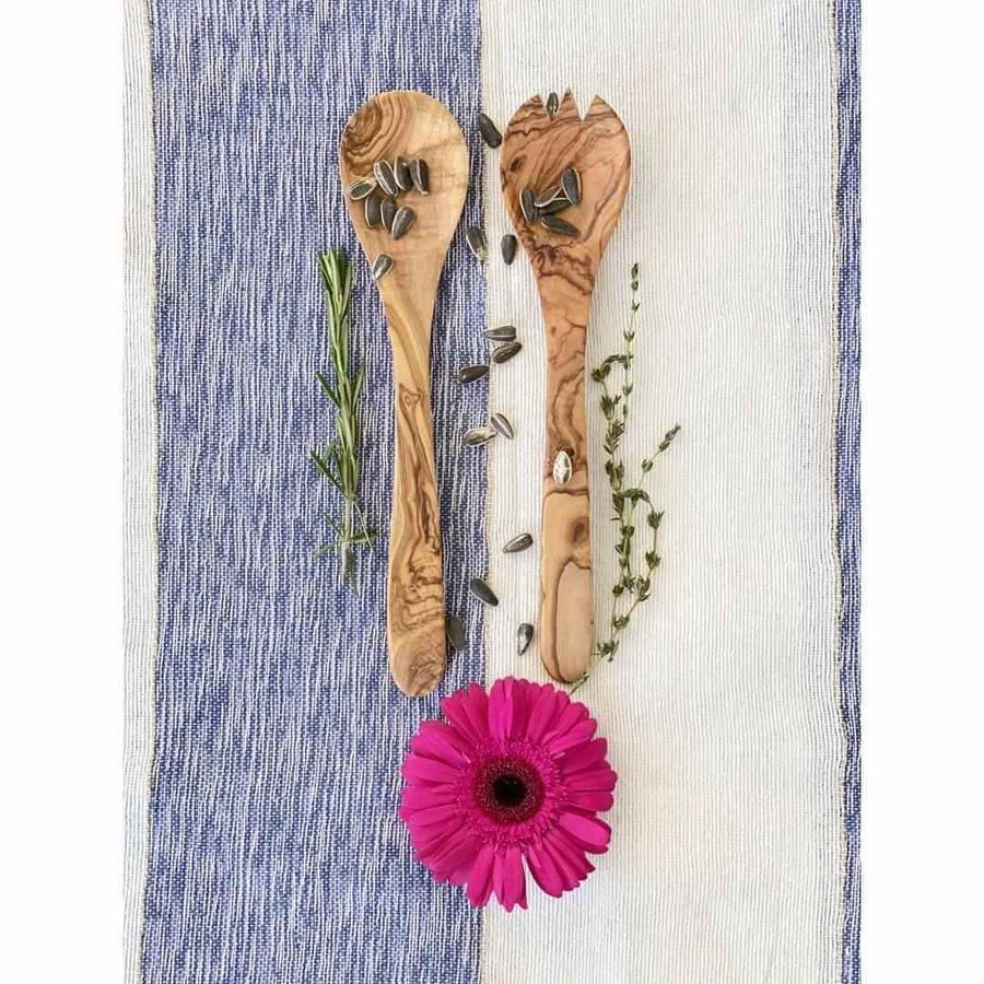 Olive Wood Salad Serving Set