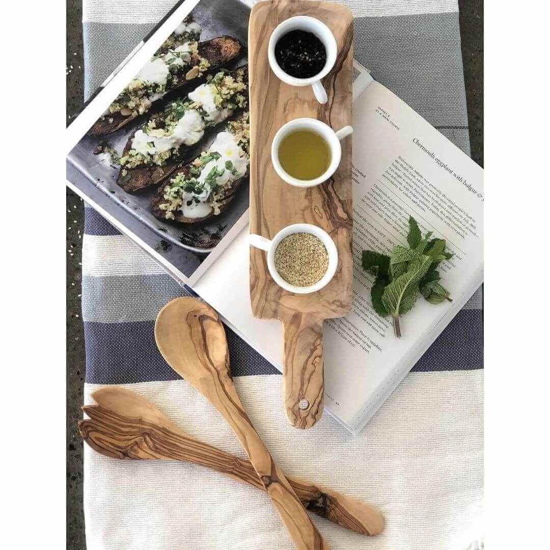 Olive Wood Salad Serving Set