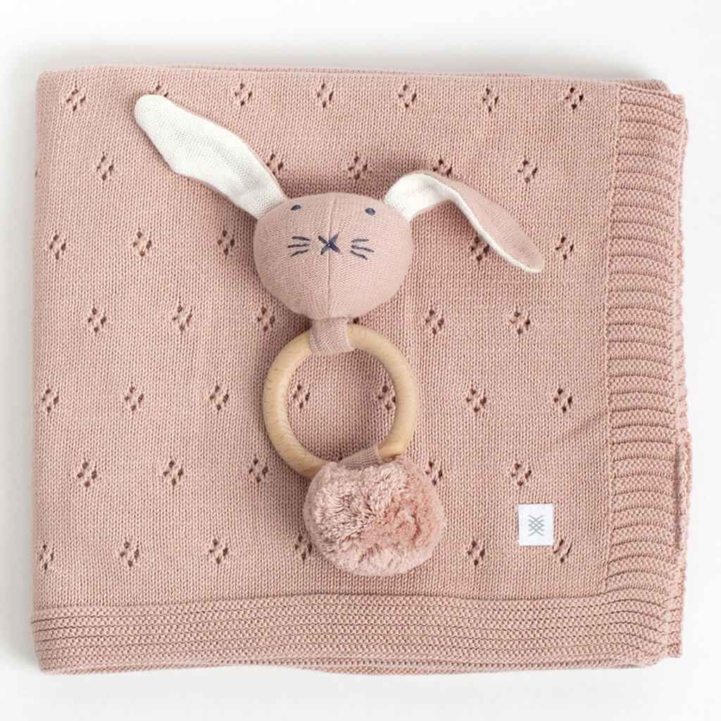 Organic Cotton Clover Knit Baby Gift Set Berry