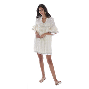 Pom Pom Embroidered Dress