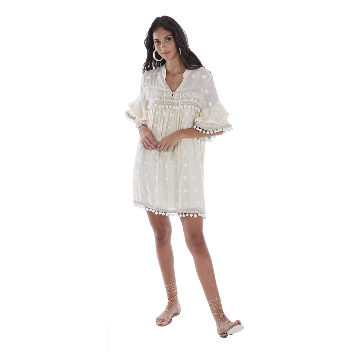 Pom Pom Embroidered Dress